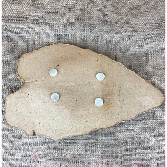 Art Pottery Leaf Impression Charcuterie Tray Platter Cheese Board Server - Picture 5 of 9